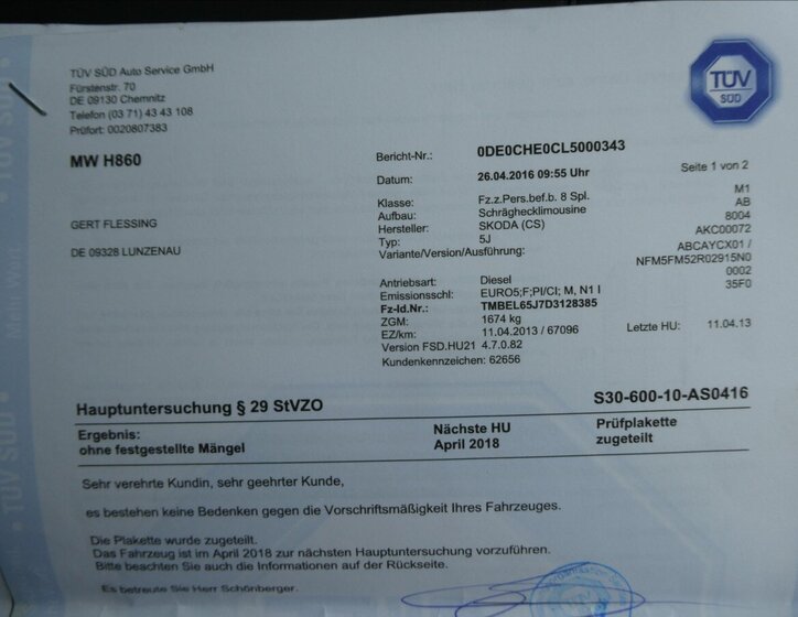 Škoda Fabia Hatchback 1,6 l 77 kw