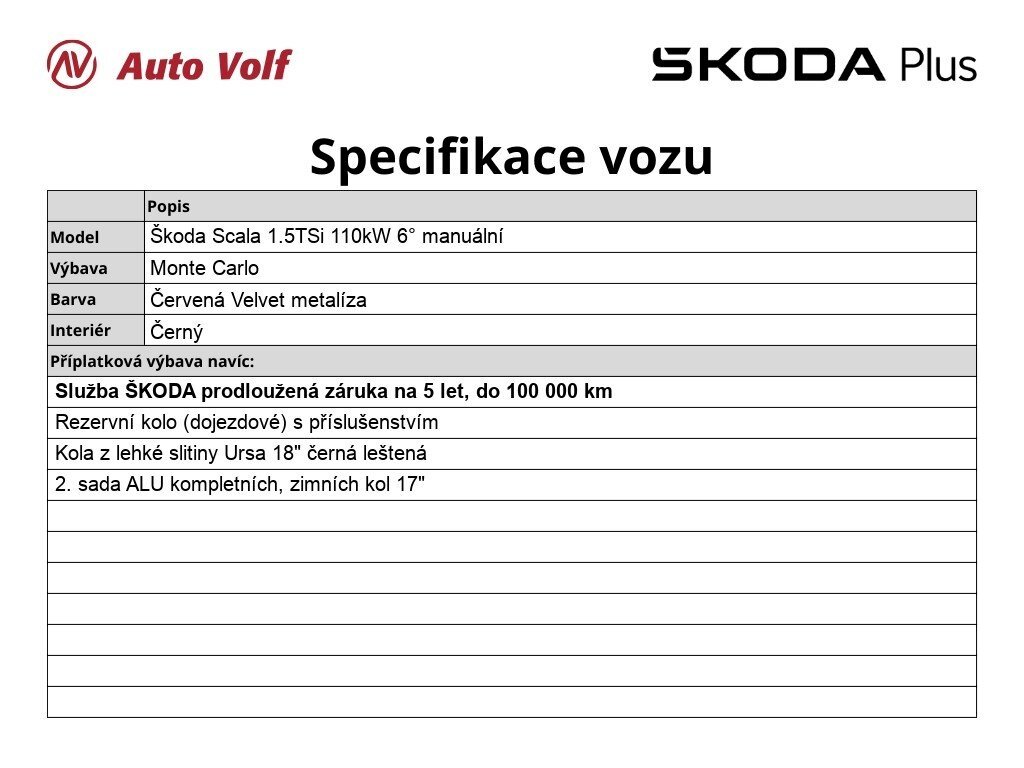 Škoda Scala Hatchback 1,5 l 110 kw