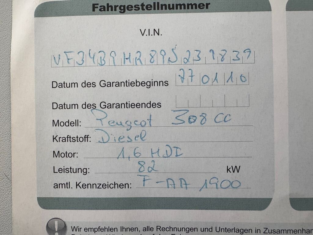 Peugeot 308 Kabriolet 1,6 l 82 kw