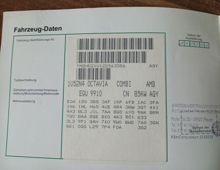 Škoda Octavia Kombi 2,0 l 85 kw