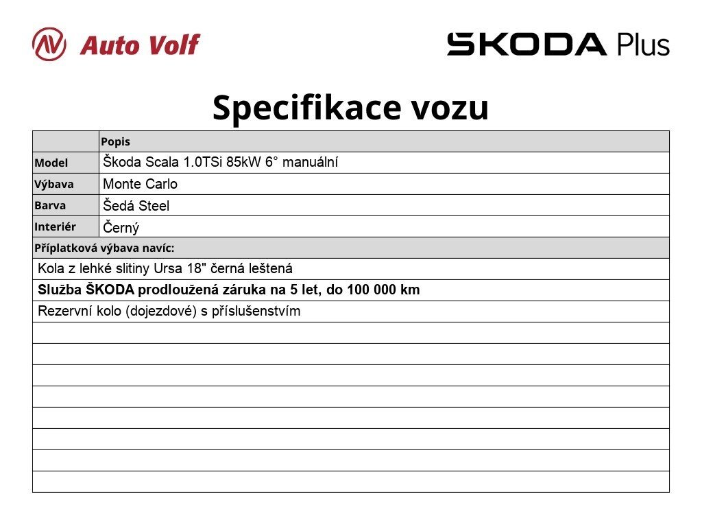 Škoda Scala Hatchback 1,0 l 85 kw