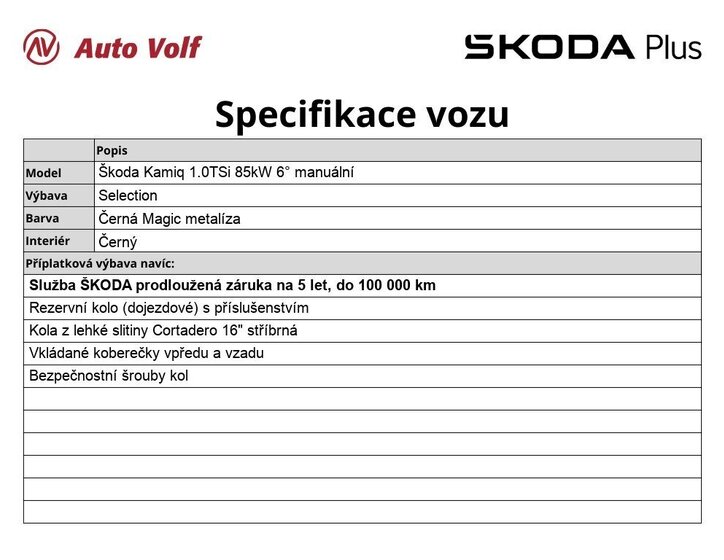 Škoda Kamiq Hatchback 1,0 l 85 kw