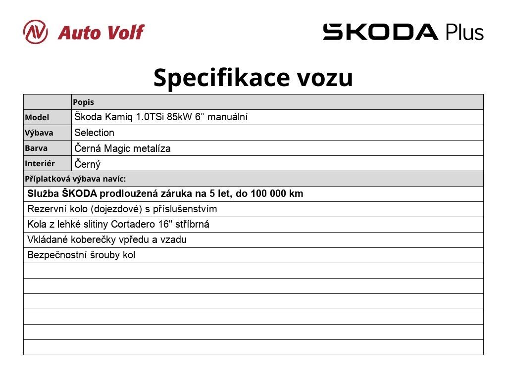 Škoda Kamiq Hatchback 1,0 l 85 kw