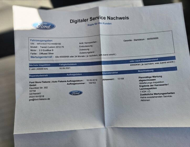 Ford Transit Custom Kombi 2,0 l 96 kw