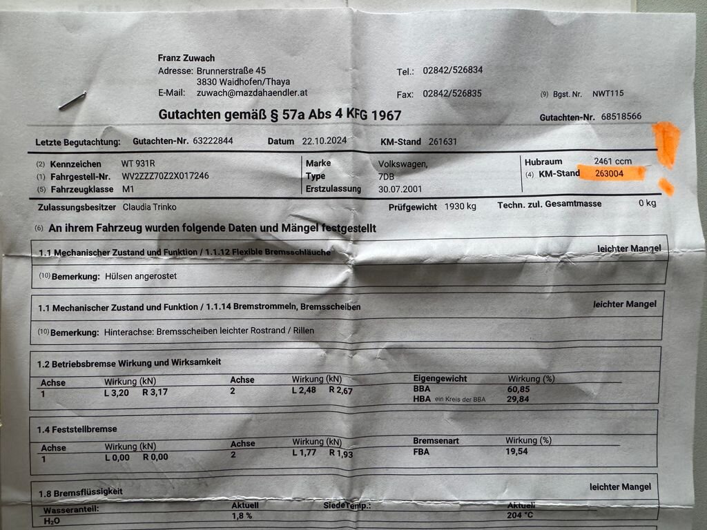 Volkswagen Transporter Kombi 2,5 l 65 kw