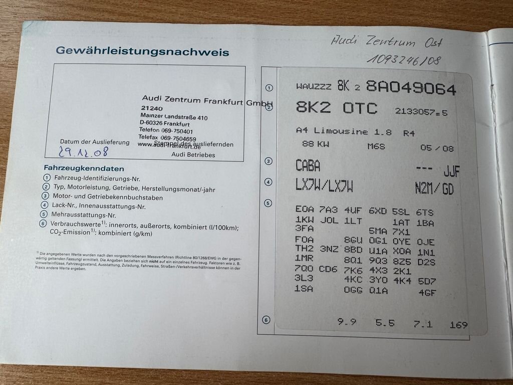 Audi A4 Sedan / Limuzína 1,8 l 88 kw