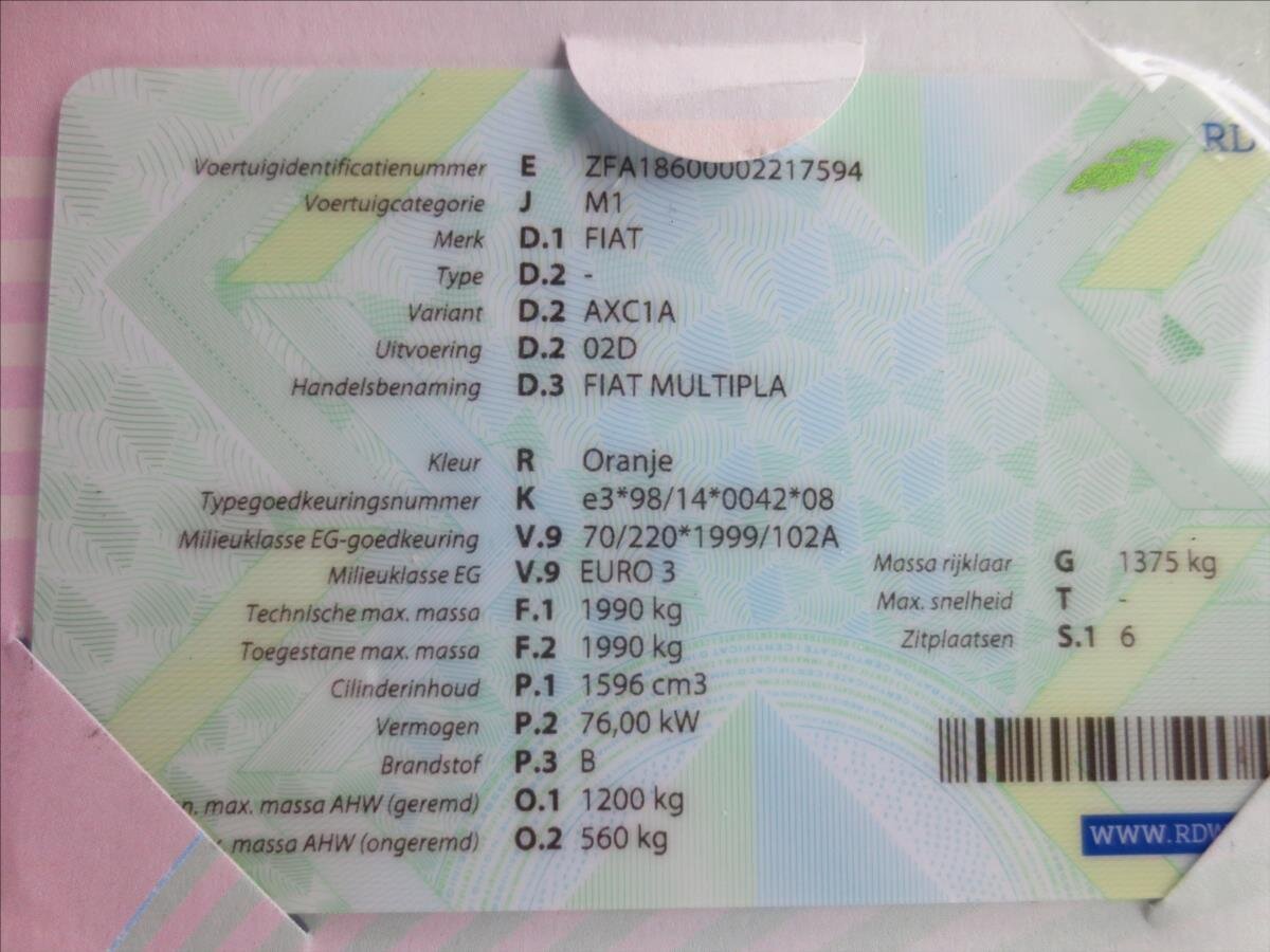 Fiat Multipla MPV 1,6 l 76 kw