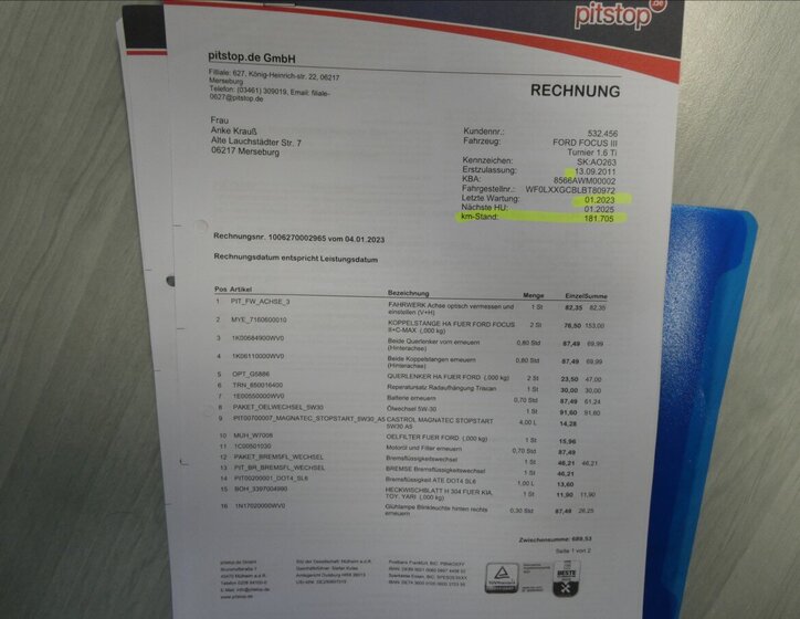 Ford Focus Kombi 1,6 l 92 kw