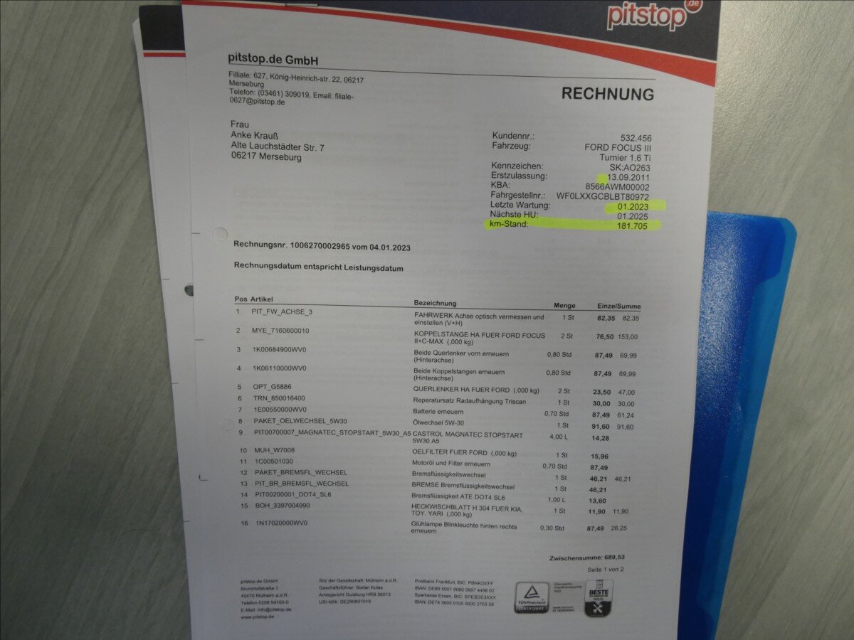 Ford Focus Kombi 1,6 l 92 kw