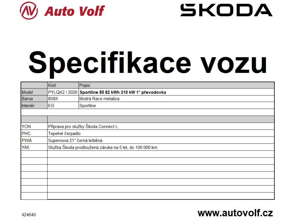 Škoda Elroq SUV 1,0 210 kw