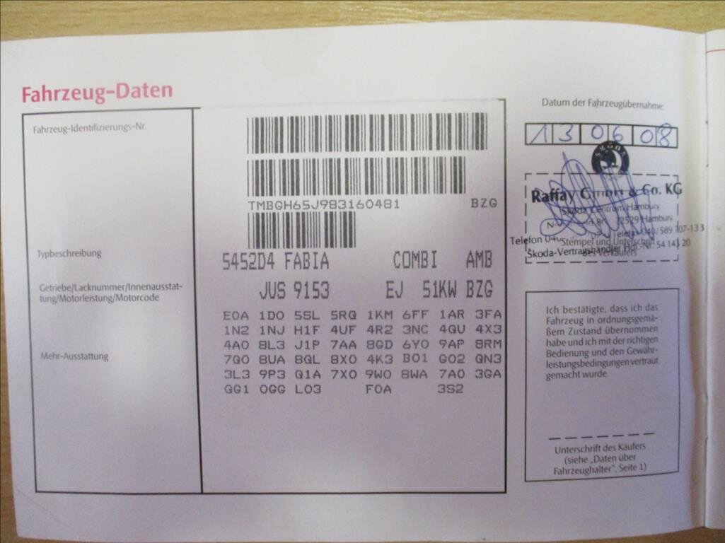 Škoda Fabia Kombi 1,2 l 51 kw