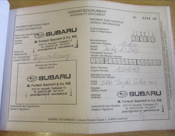 Subaru Justy Hatchback 998,0 51 kw