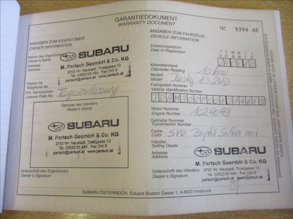 Subaru Justy Hatchback 998,0 51 kw