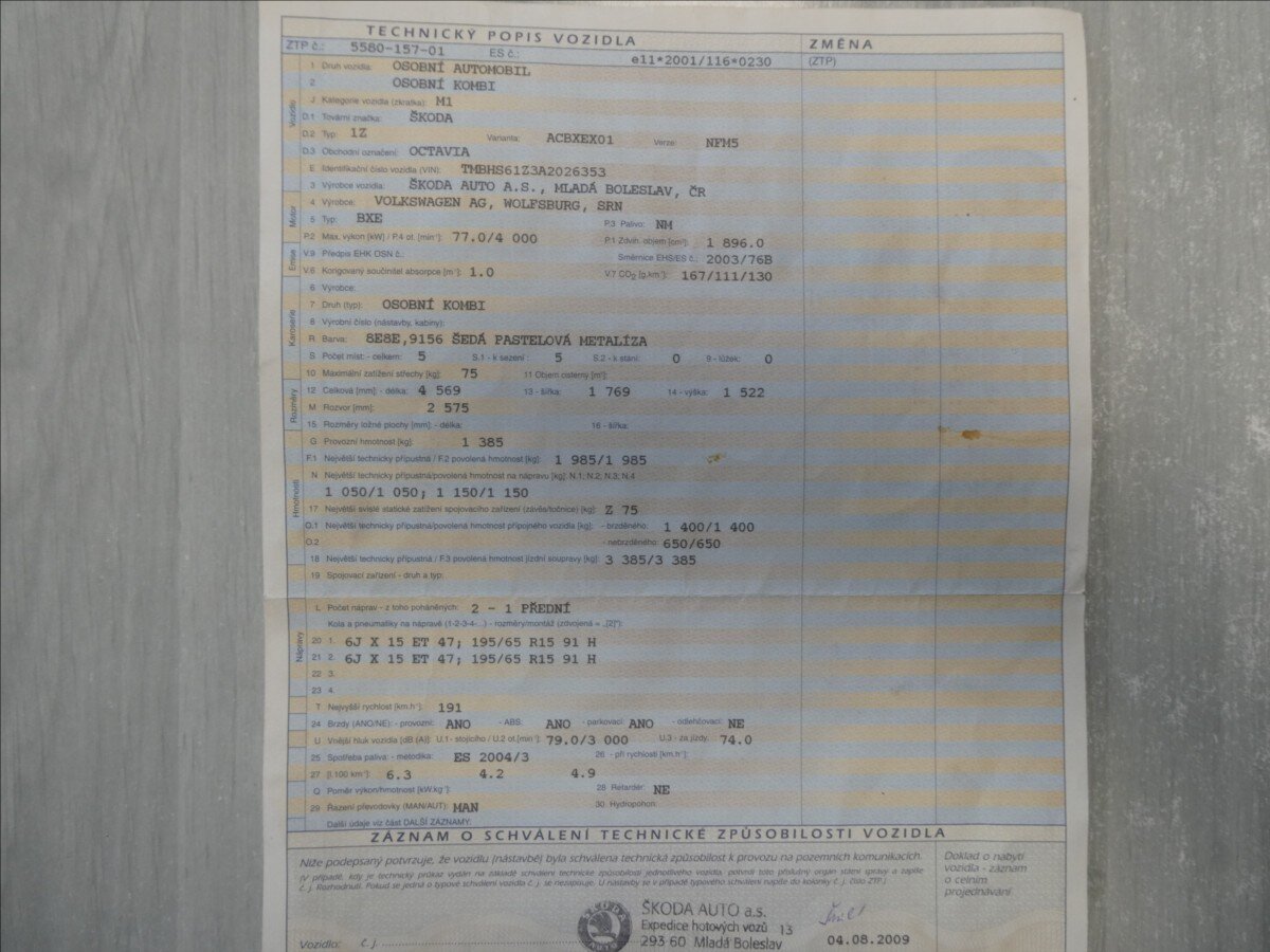 Škoda Octavia Kombi 1,9 l 77 kw