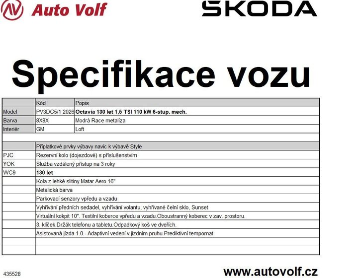 Škoda Octavia Liftback 1,5 l 110 kw