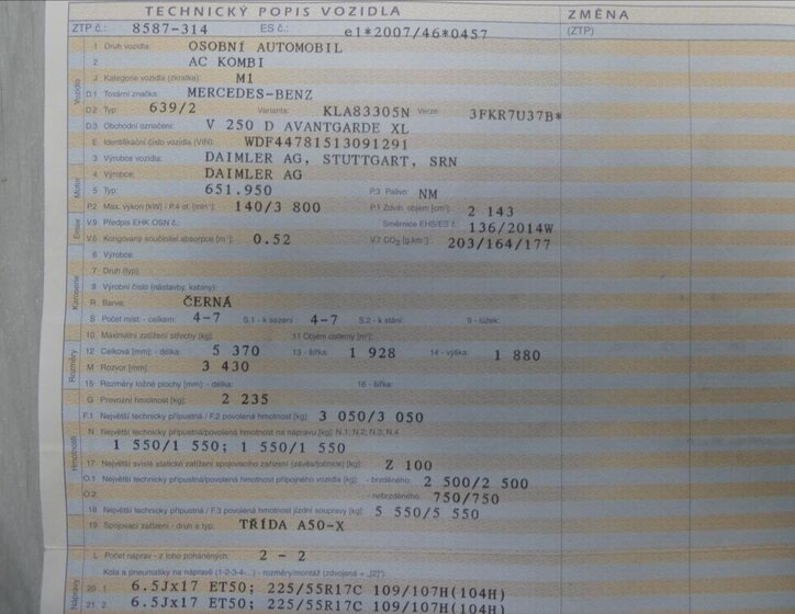 Mercedes-Benz Třídy V Ostatní 2,1 l 140 kw