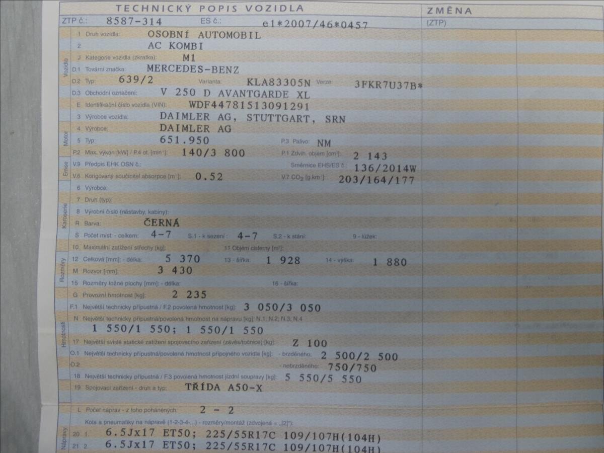 Mercedes-Benz Třídy V Ostatní 2,1 l 140 kw