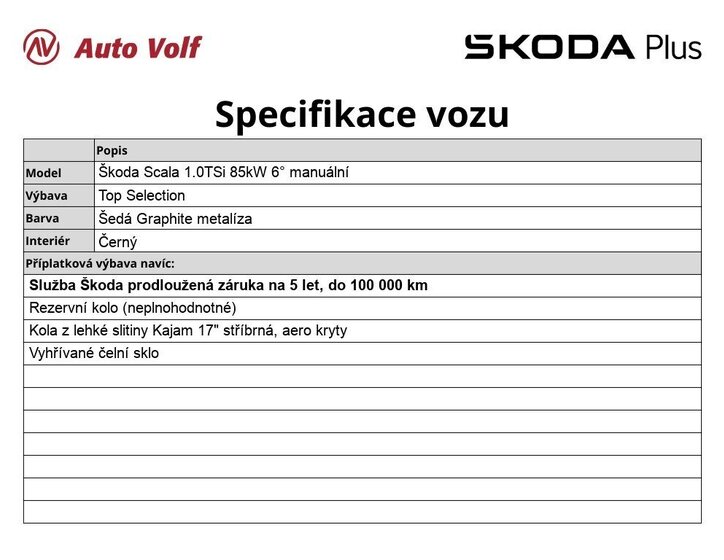 Škoda Scala Hatchback 1,0 l 85 kw