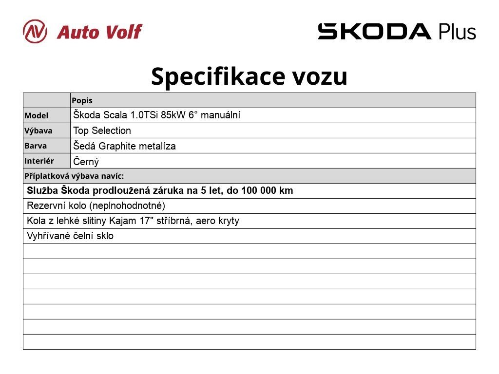 Škoda Scala Hatchback 1,0 l 85 kw