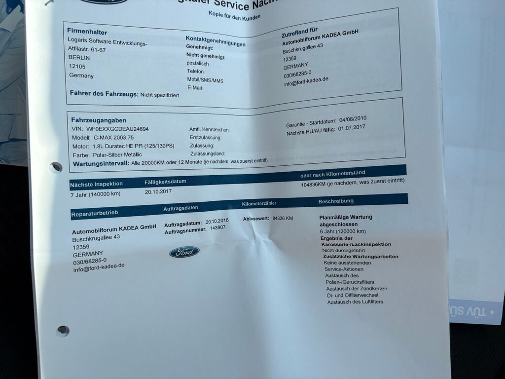 Ford C-MAX Kombi 1,8 l 92 kw