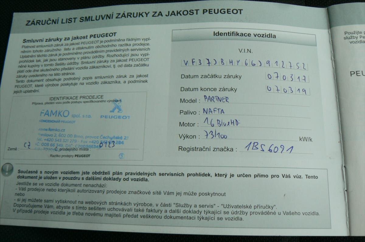 Peugeot Partner MPV 1,6 l 73 kw