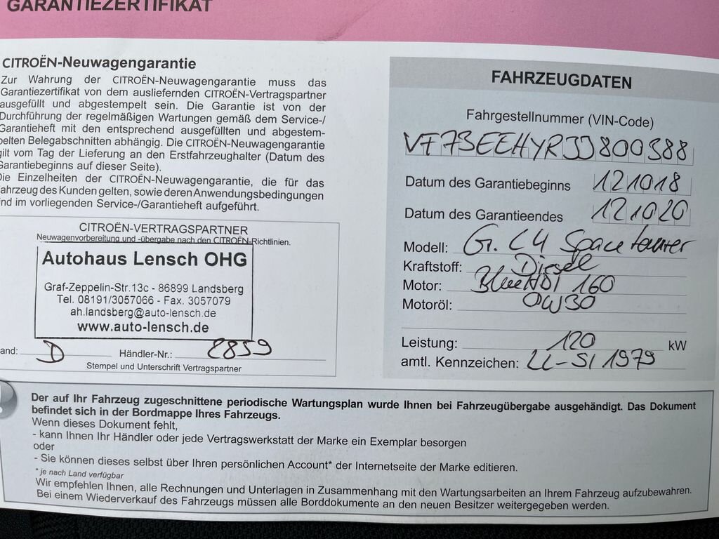 Citroën Grand C4 SpaceTourer MPV 2,0 l 120 kw