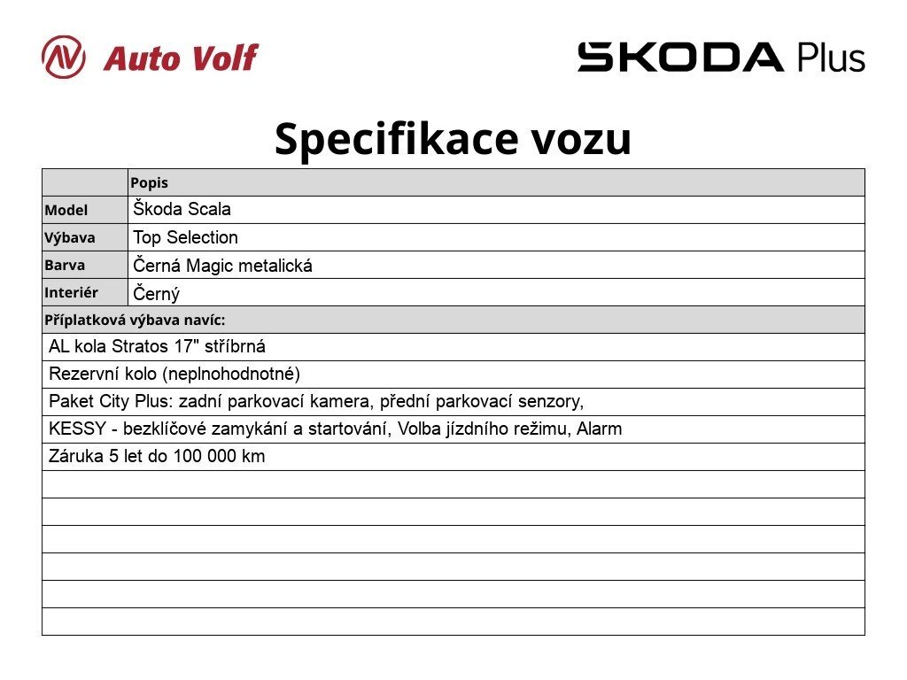 Škoda Scala Hatchback 1,0 l 85 kw