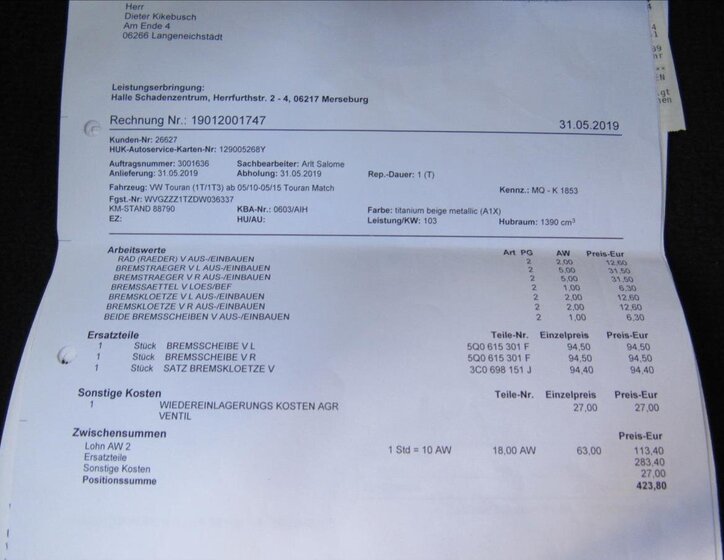 Volkswagen Touran Kombi 1,4 l 103 kw