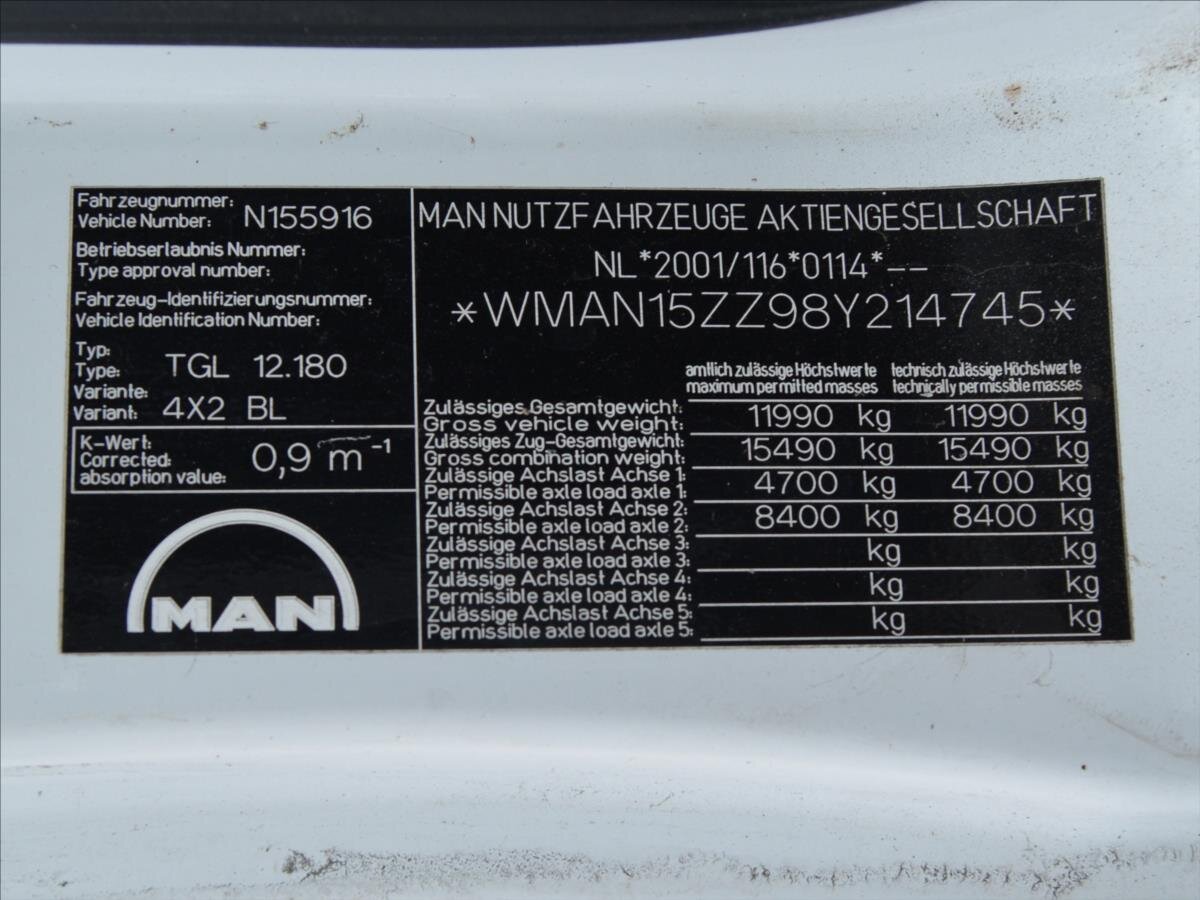 MAN Ostatní Valník 4,6 l 132 kw