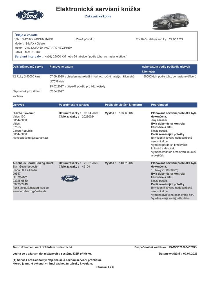 Ford S-MAX MPV 2,5 l 140 kw