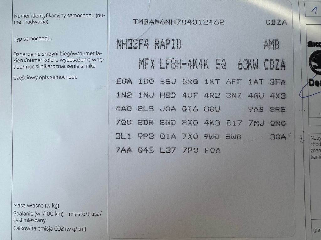 Škoda Rapid Sedan 1,2 l 63 kw