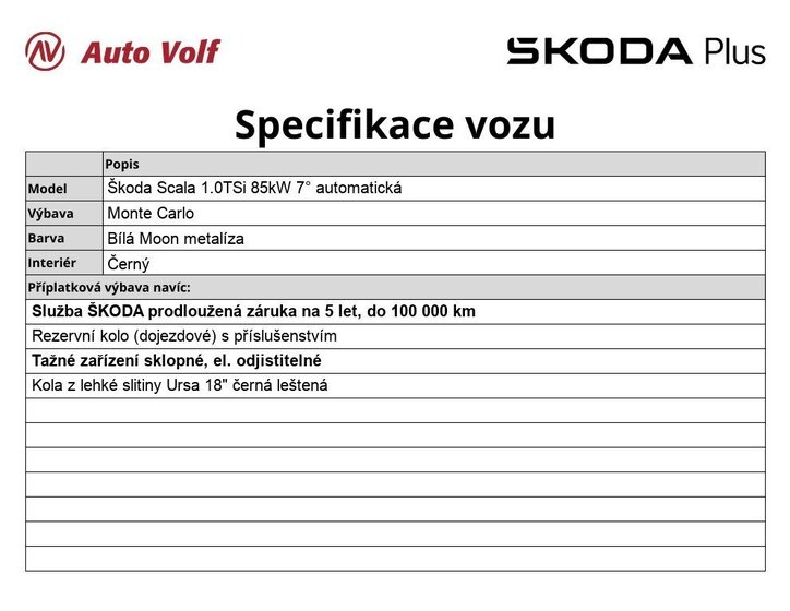 Škoda Scala Hatchback 1,0 l 85 kw