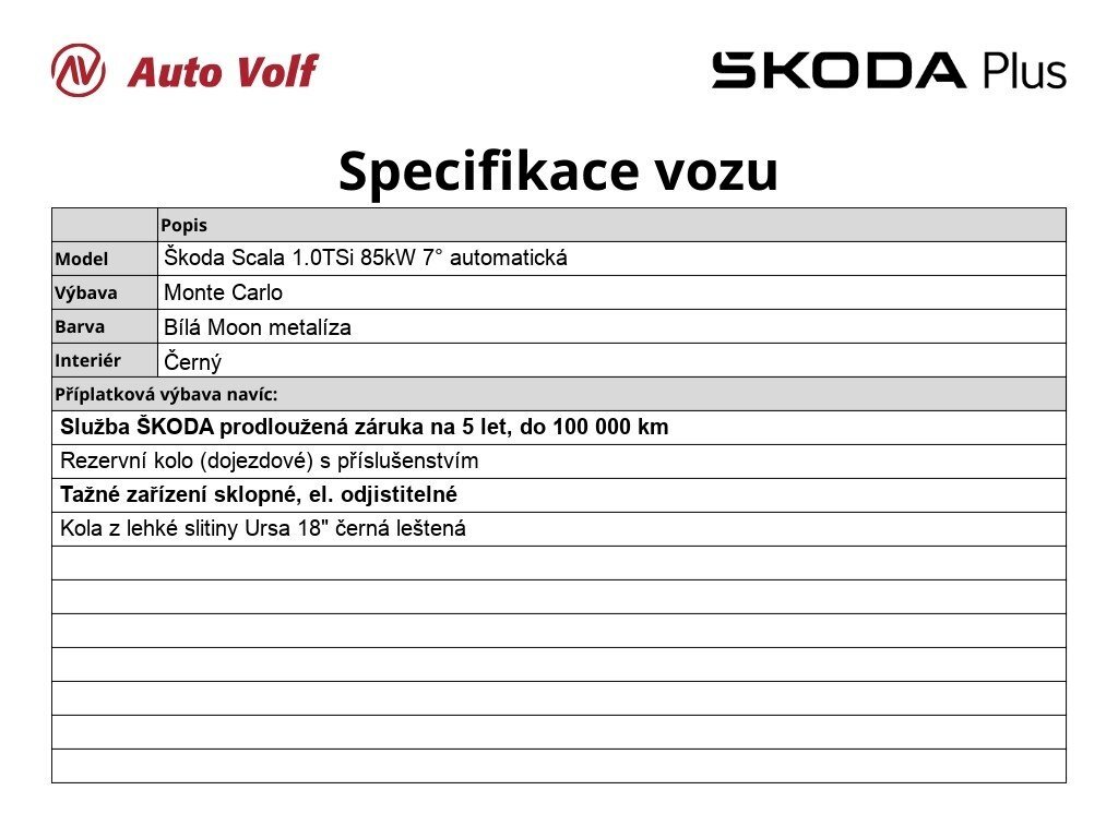 Škoda Scala Hatchback 1,0 l 85 kw