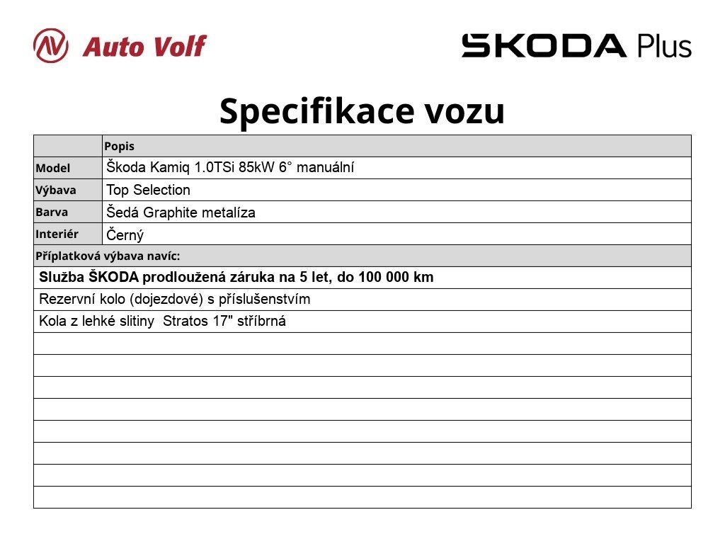 Škoda Kamiq Hatchback 1,0 l 85 kw