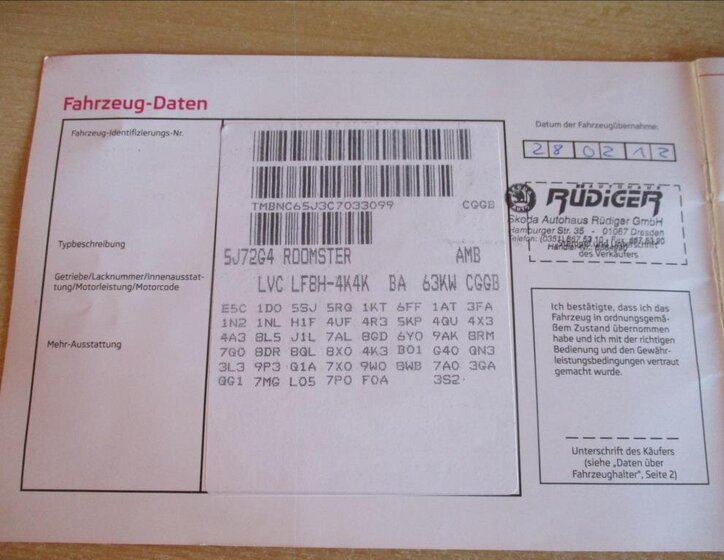 Škoda Roomster Kombi 1,4 l 63 kw