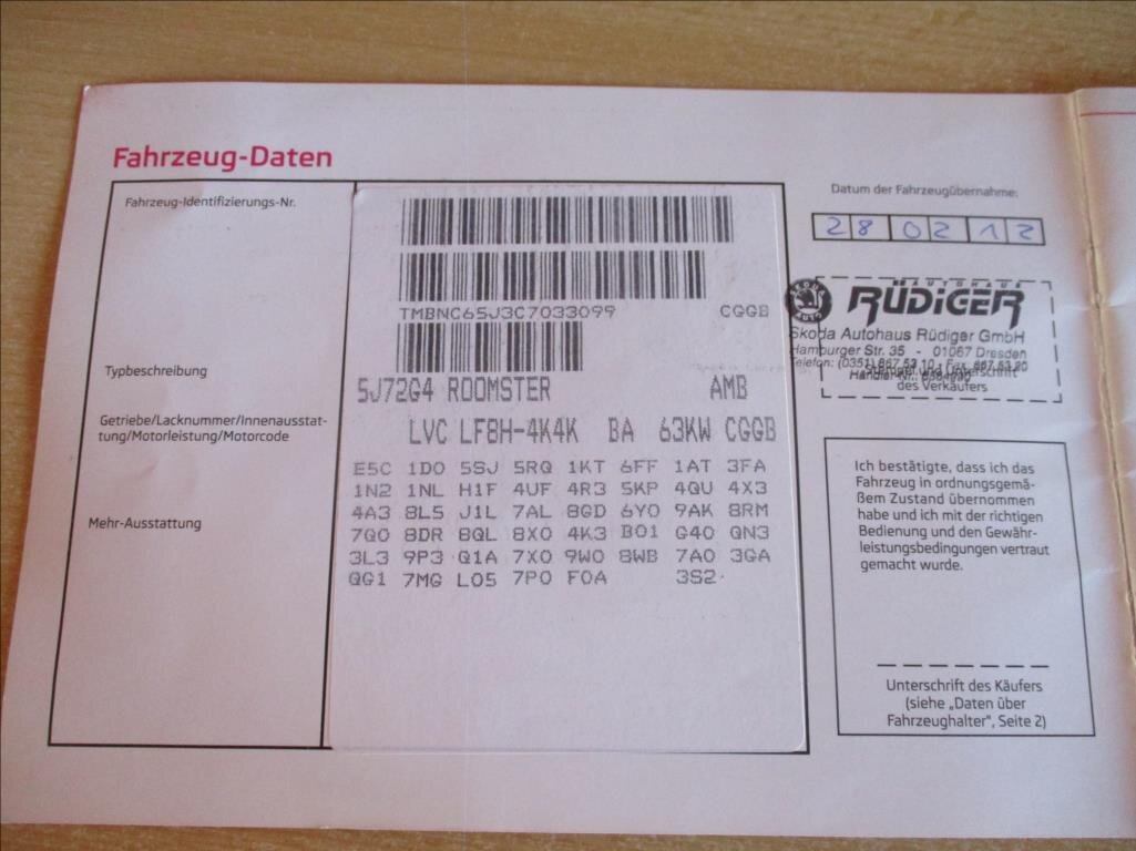 Škoda Roomster Kombi 1,4 l 63 kw