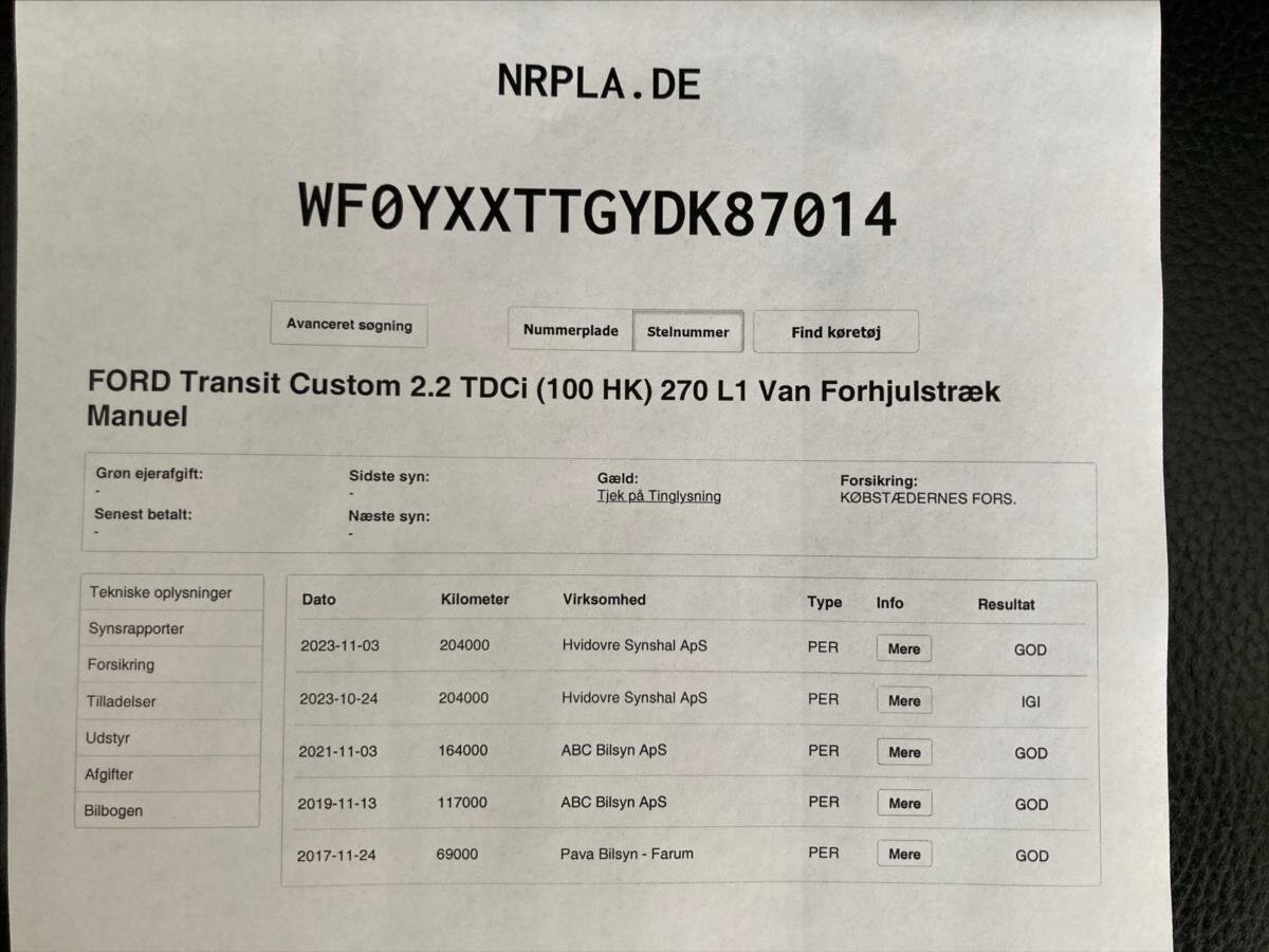 Ford Transit Custom VAN / Minibus 2,2 l 74 kw