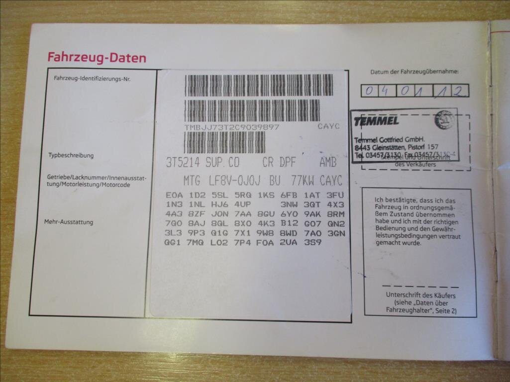 Škoda Superb Kombi 1,6 l 77 kw