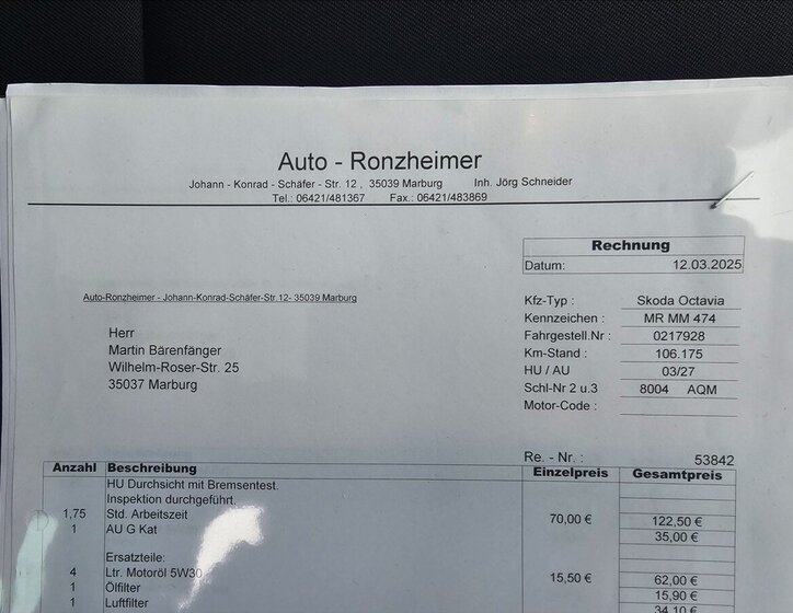 Škoda Octavia Kombi 1,4 l 110 kw