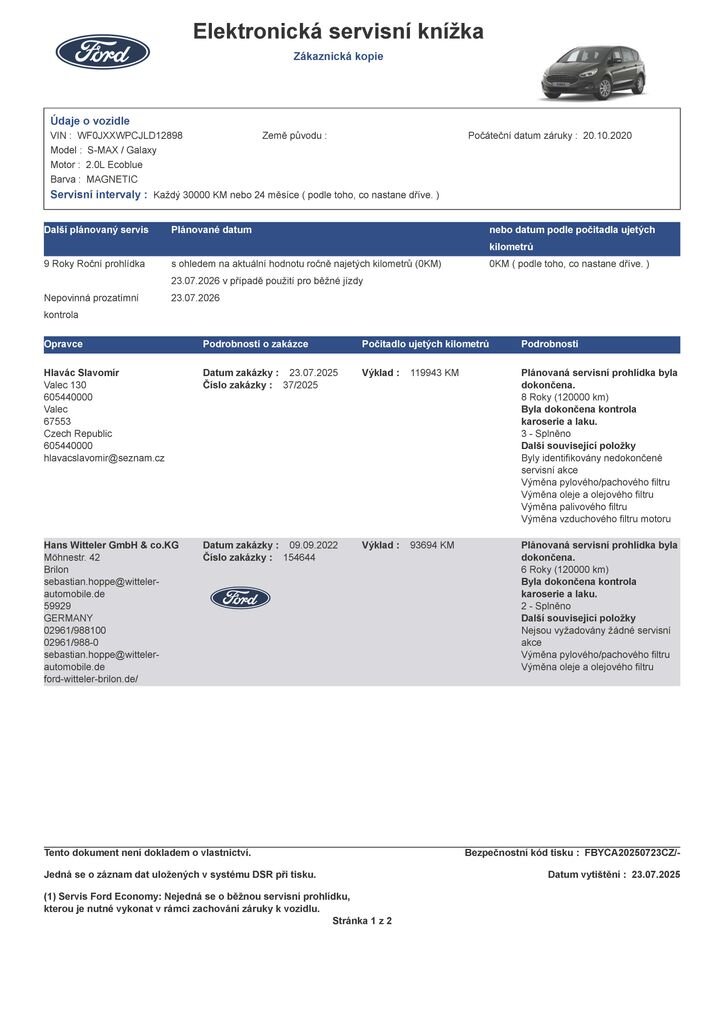 Ford S-MAX MPV 2,0 l 110 kw