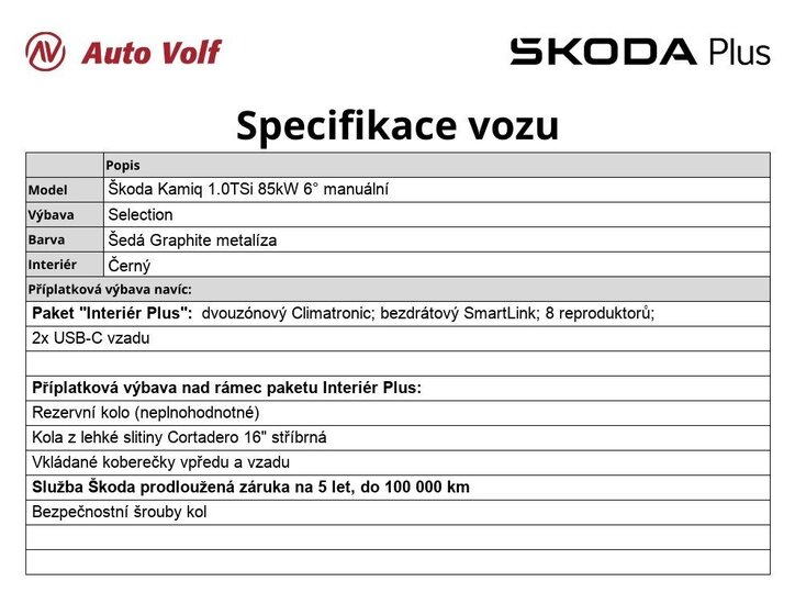 Škoda Kamiq Hatchback 1,0 l 85 kw