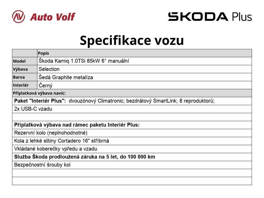 Škoda Kamiq Hatchback 1,0 l 85 kw