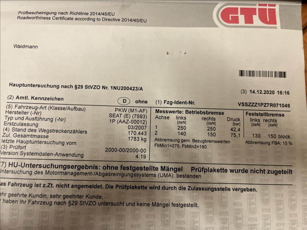 Seat Leon Hatchback 1,6 l 75 kw
