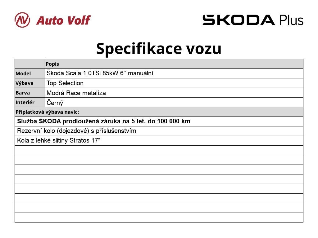 Škoda Scala Hatchback 1,0 l 85 kw