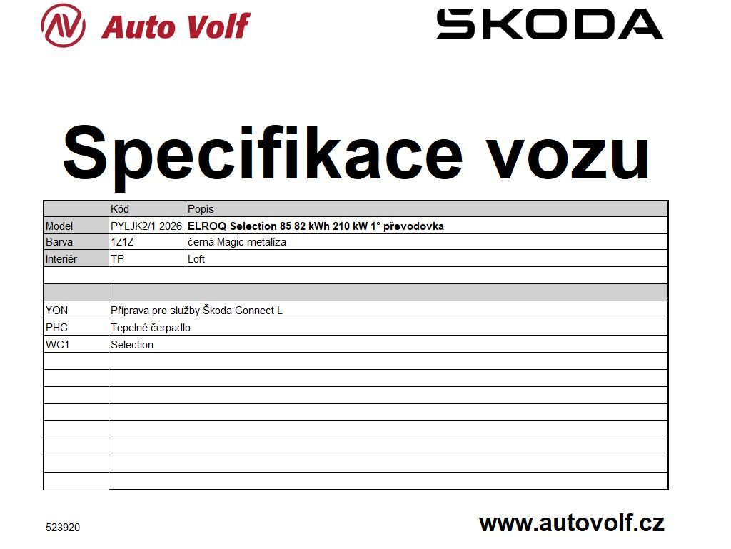 Škoda Elroq SUV / Terénní 1,0 210 kw