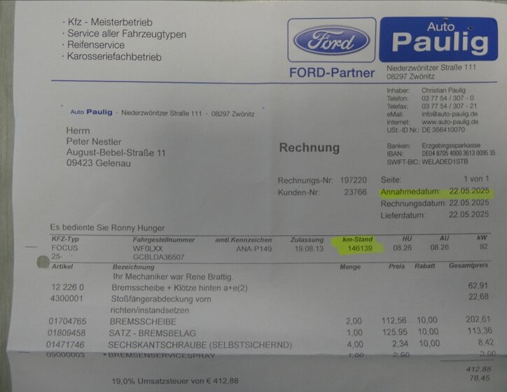 Ford Focus Kombi 1,6 l 92 kw