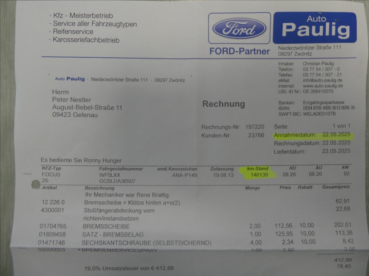 Ford Focus Kombi 1,6 l 92 kw