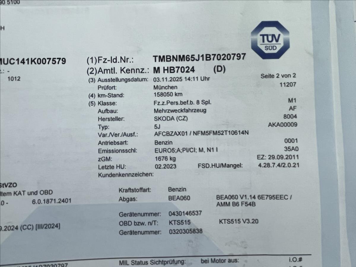 Škoda Roomster MPV 1,2 l 63 kw