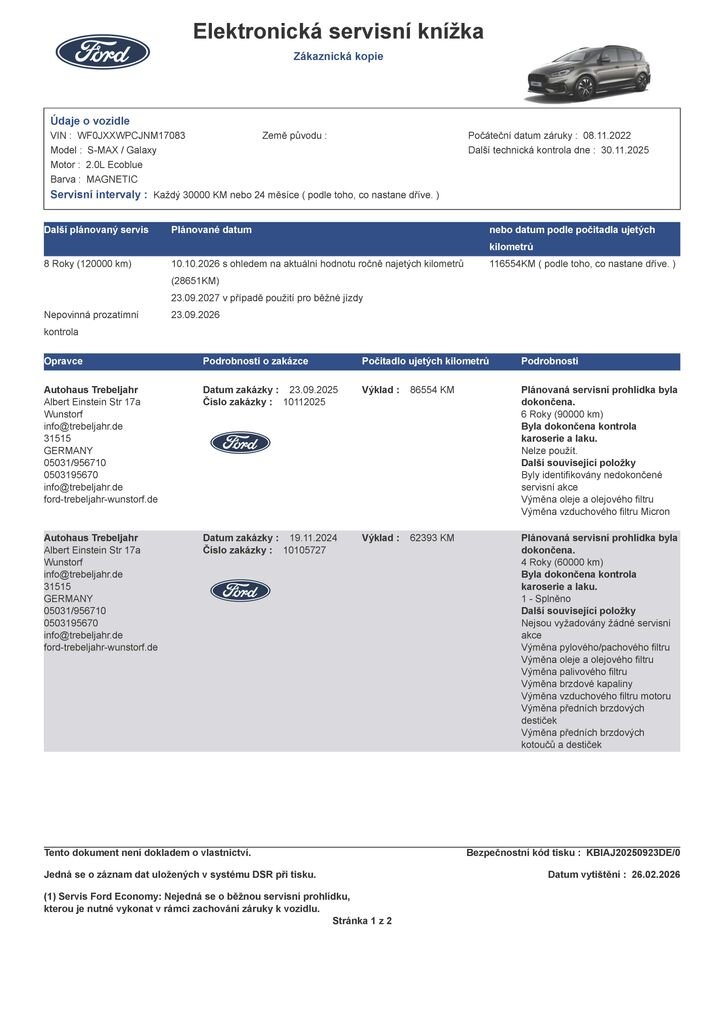 Ford S-MAX MPV 2,0 l 110 kw