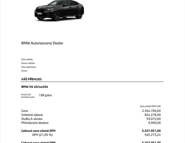BMW X6 SUV / Terénní 3,0 l 250 kw